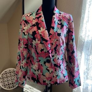 Floral Print Blazer, BLACK LABEL by Evan-Picone, Size 10, NWOT